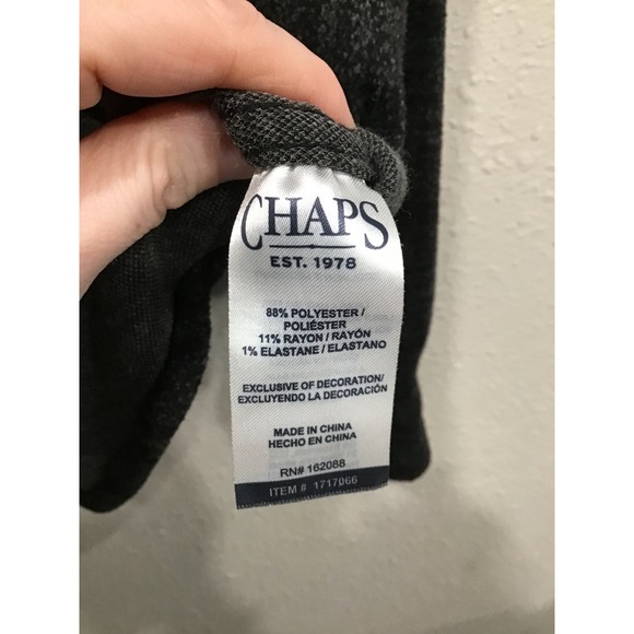 Chaps Knit Flannel Shirt Jacket Shacket Plaid Charcoal Gray L Heritage Dadcore - Picture 6 of 8